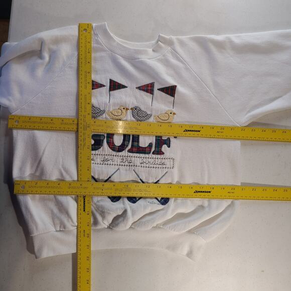 Vintage Valerie Sockwell Applique Golf Sweatshirt White Embroidered Size M 2918 - Picture 5 of 6